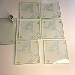 Martini Etched Glass Coasters